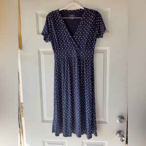 L.L. Bean navy polka dot dress size XS